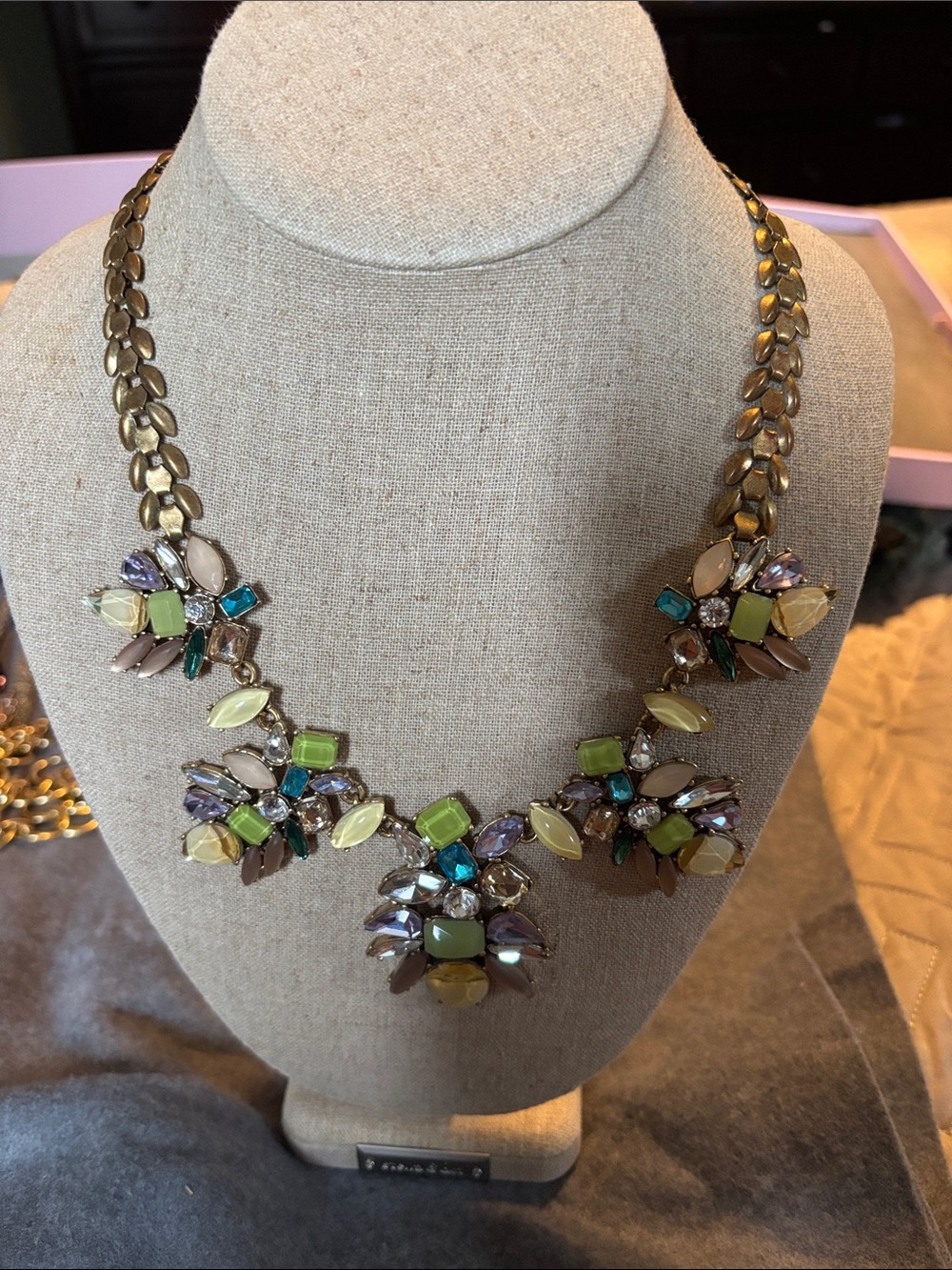 Stella & Dot Gold-Tone Floral Multi-Color Crystal Necklace
